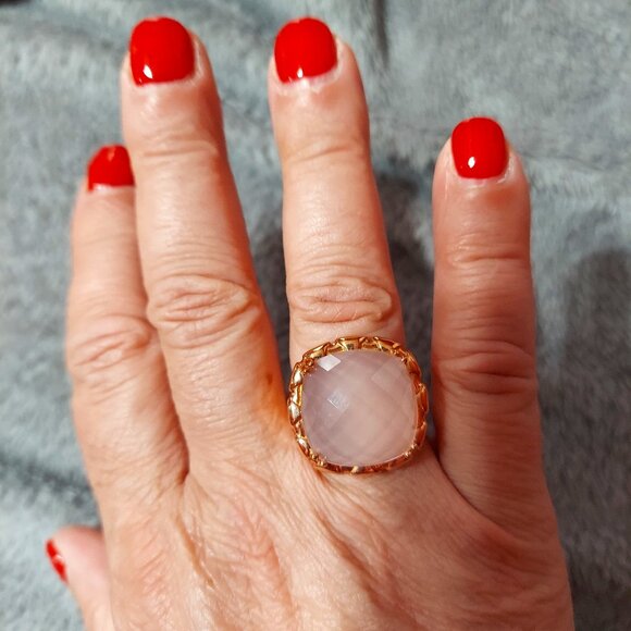 NWOT JTV Rose Gold Over Silver Ring w/ Rose Quartz Stone size 8 - Picture 1 of 1